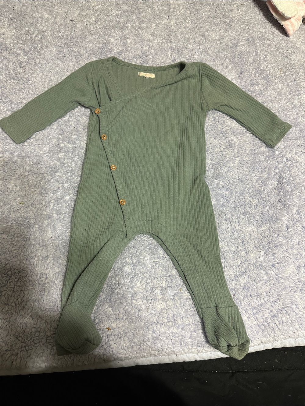Soft Ribbed Olive Green Baby One-Piece Romper